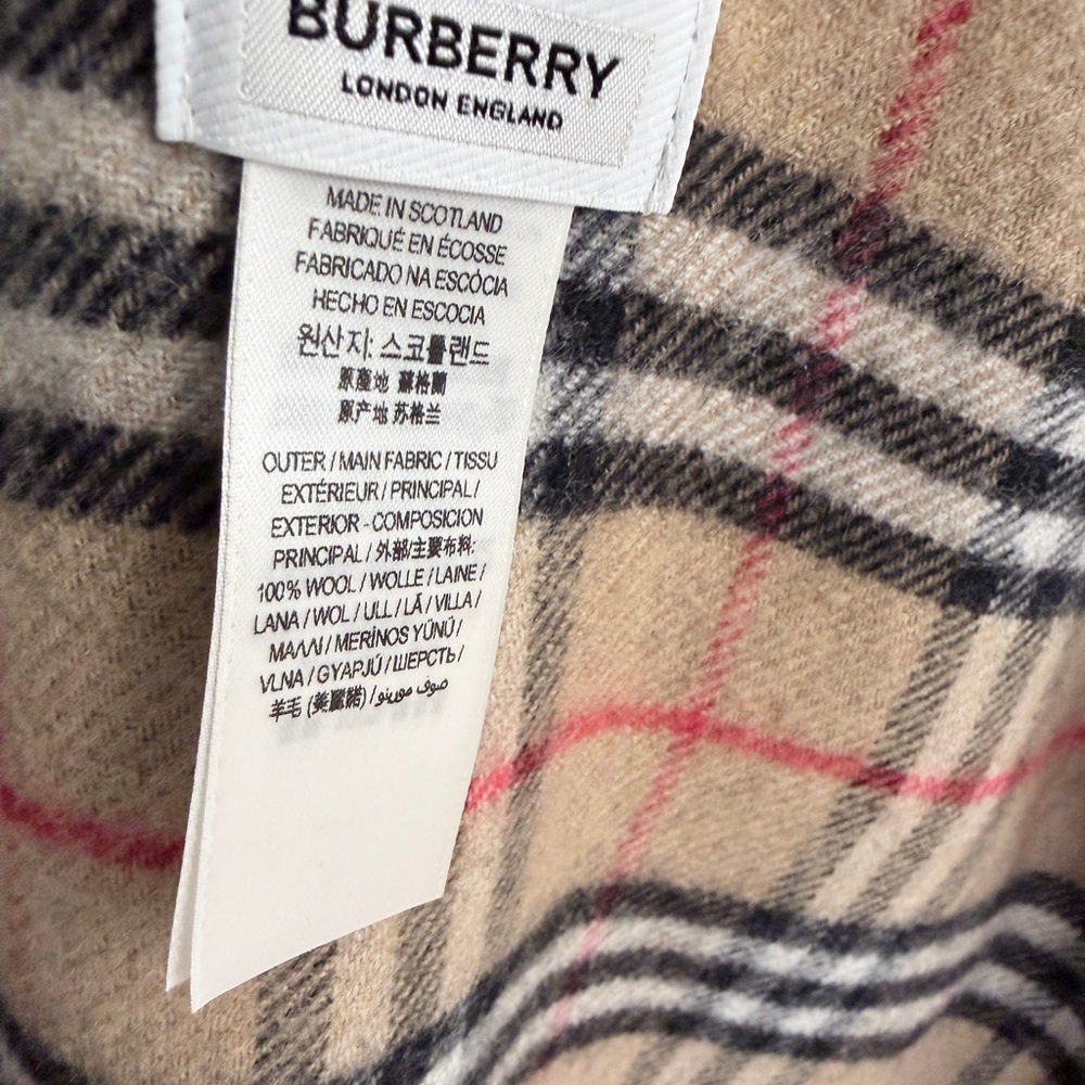 Burberry Black Cape with Plaid Lining and Fringe - Picture 5 of 7